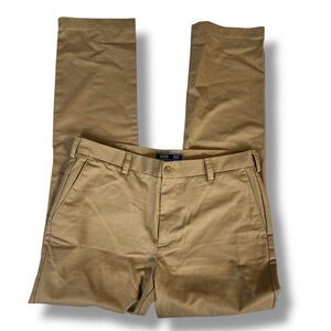 Izod American Chino Pants Mens 34x34 Khaki Straight Fit Flat Front 100% Cotton